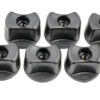 A 1/4-20 female knob, it can be quickly converted to a 1/4-20 male knob by simply installing a socket head cap screw through it.
