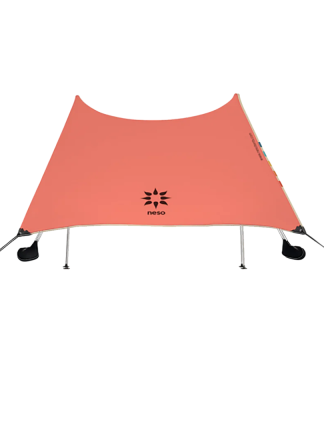 Neso's signature beach tent, anchored with sand or rocks, designed for ultimate ease. Includes - Carrying bag, 2 rust-proof aluminum poles, 4 anchor bags.