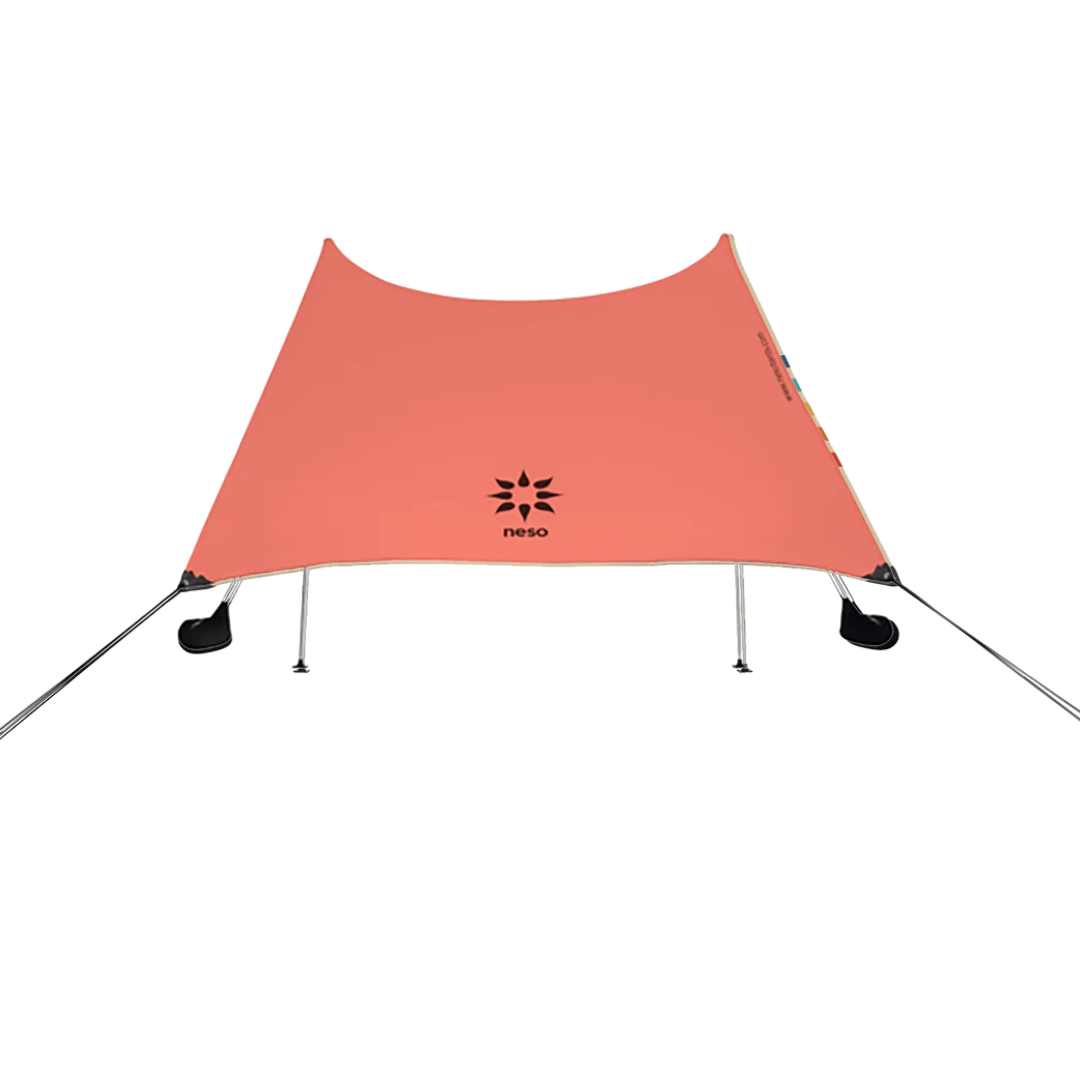 Neso's signature beach tent, anchored with sand or rocks, designed for ultimate ease. Includes - Carrying bag, 2 rust-proof aluminum poles, 4 anchor bags.