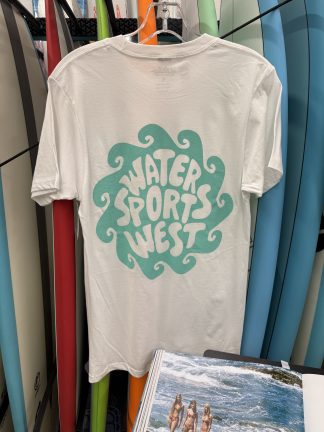 Watersports West X Yesterday's Radial Wave Men's Tee. Men's White Surf Tee. Available in Small, Medium, Large, Extra Large and XXL. 
