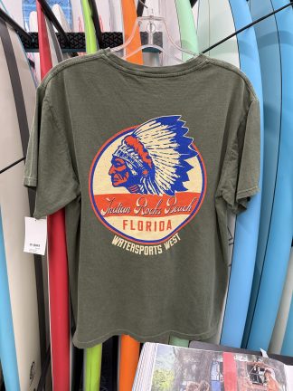 Watersports West X Yesterday's second Life Men's Tee. Men's Basil Ring Spun Surf Tee. Available in Small, Medium, Large, XL, XXL, and XXL.