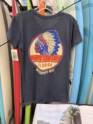 Watersports West X Yesterday's Second Life Tee. Women's Heather Navy Tee. Comes in Small, Medium, Large, Extra Large and XXL.